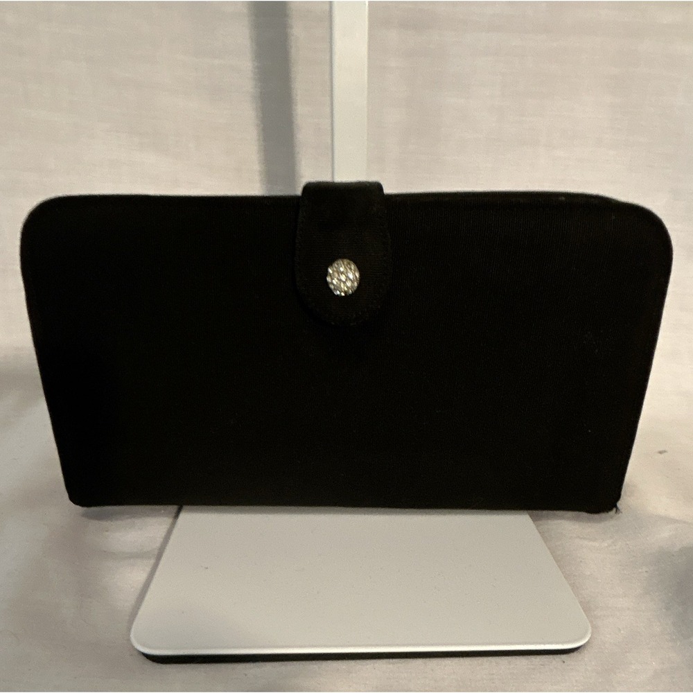 Bags by Garay Black Clutch Snap Closure Rhinestone Mirror & Pouch Formal